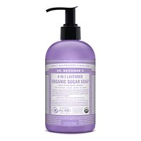 Dr. Bronner’s Organic Lavender Sugar Soap. 4-in-1 Organic Pump Soap for Home and Body (12 oz).